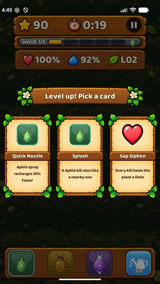 Greenfly: Level-up upgrade cards
