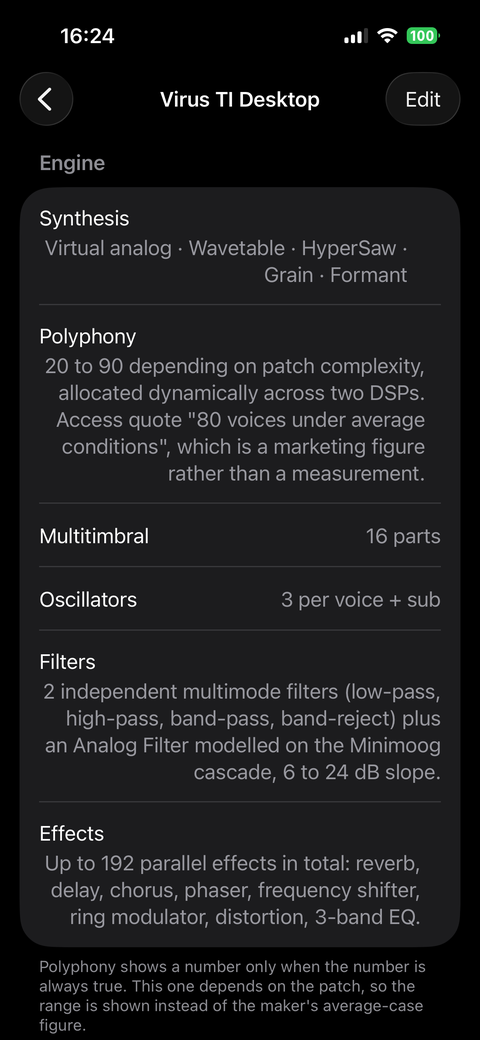 Item detail — full specs and ownership history